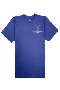 訂做男裝藍色短袖T恤  設計圓領款式T恤  直角袖  繡花  T恤製衣廠 日本 筆友協會 書信 文學 組織 T1082